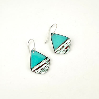 Diamond Corrugated Enameled Earrings
