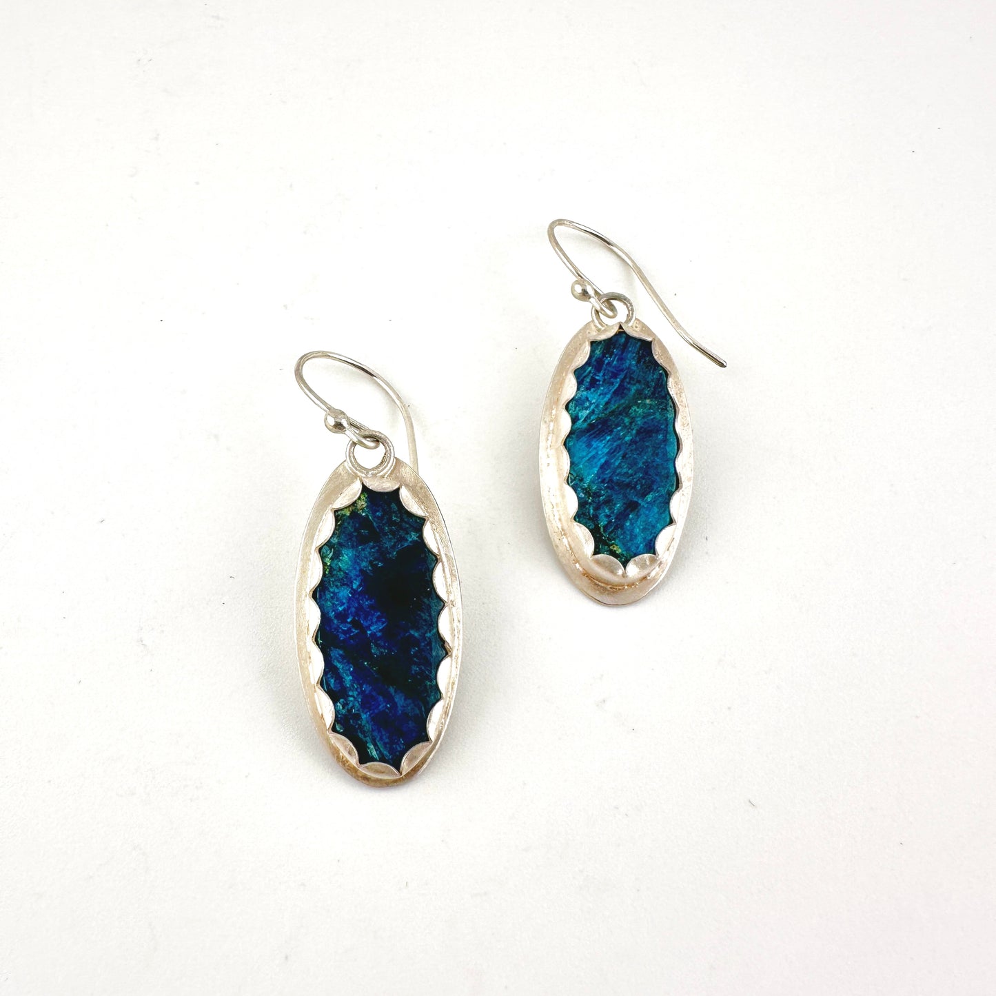 Long Oval Neon Apatite Earrings
