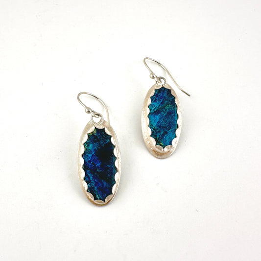 Long Oval Neon Apatite Earrings
