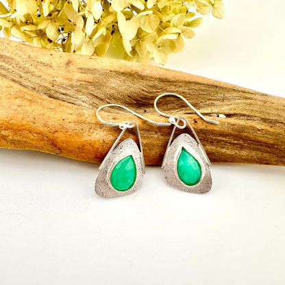 Teardrop Chrysoprase Wing Earrings