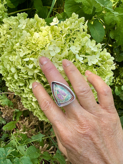 Ruby Fuchsite Triangle Ring Size 9.5