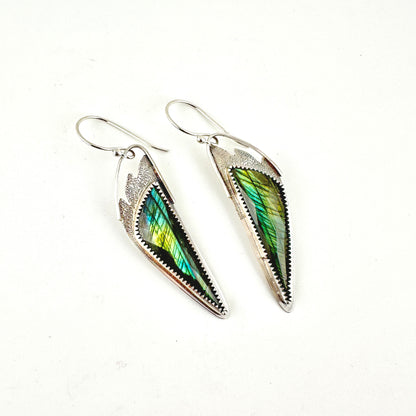 Faceted Labradorite Angel Wing Earrings