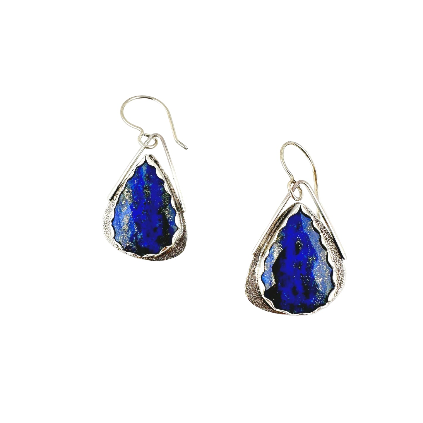 Lapis Large Wing Textured Earrings