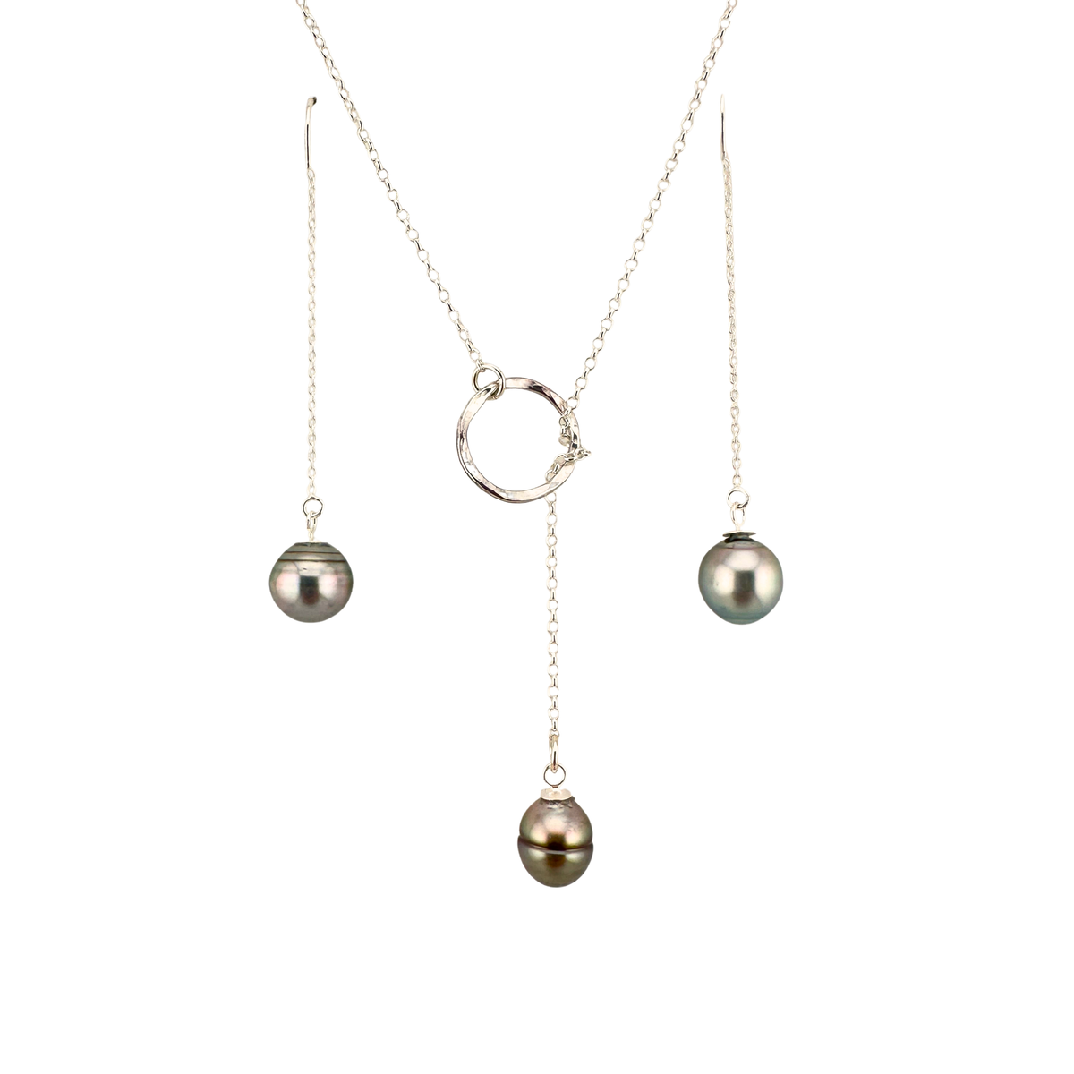 Sterling Silver Pearl Lariat Necklace
