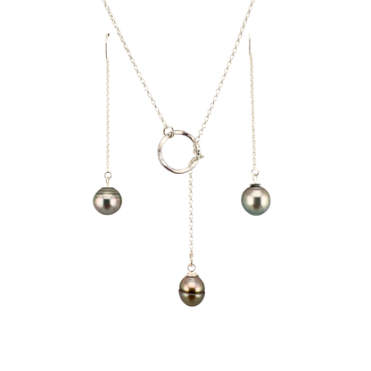 Sterling Silver Pearl Lariat Necklace