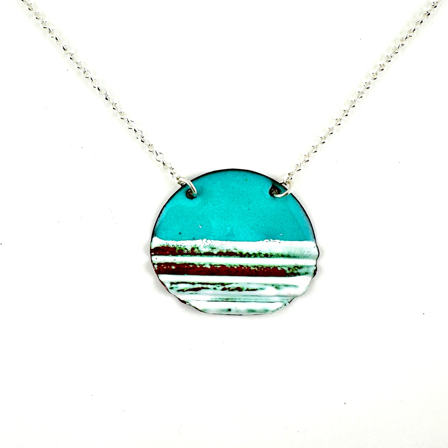 Oval Corrugated Enameled Necklace