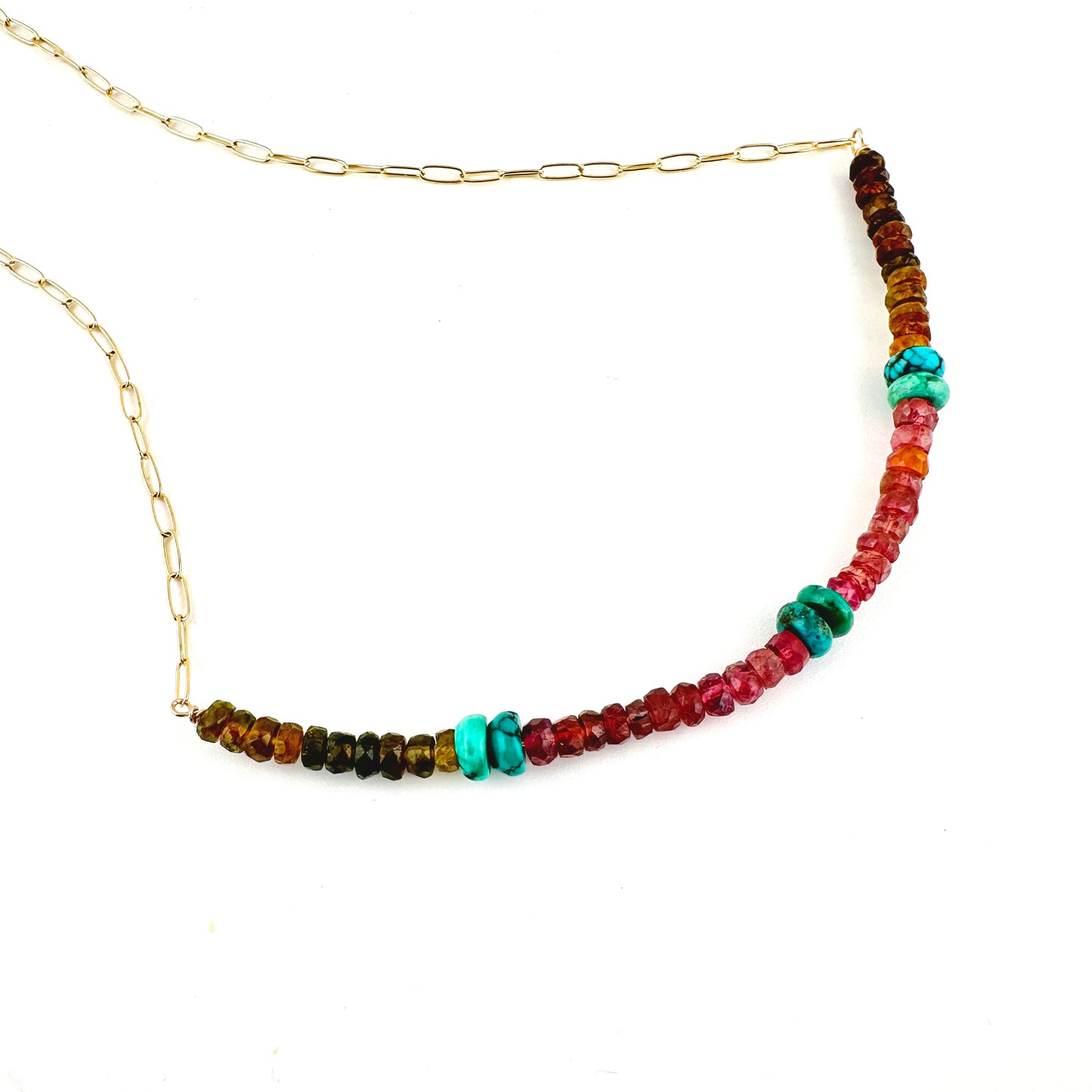 Multi Tourmaline & Turquoise 14/20 Gold Filled Necklace