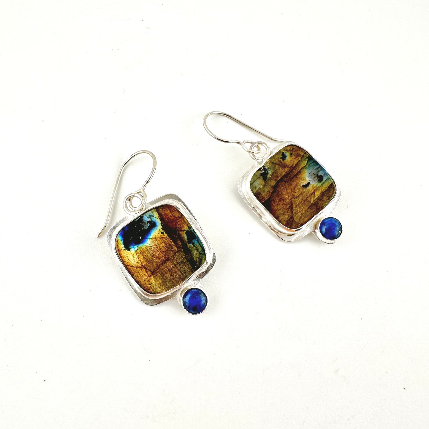 Square Labradorite & Lapis Earrings