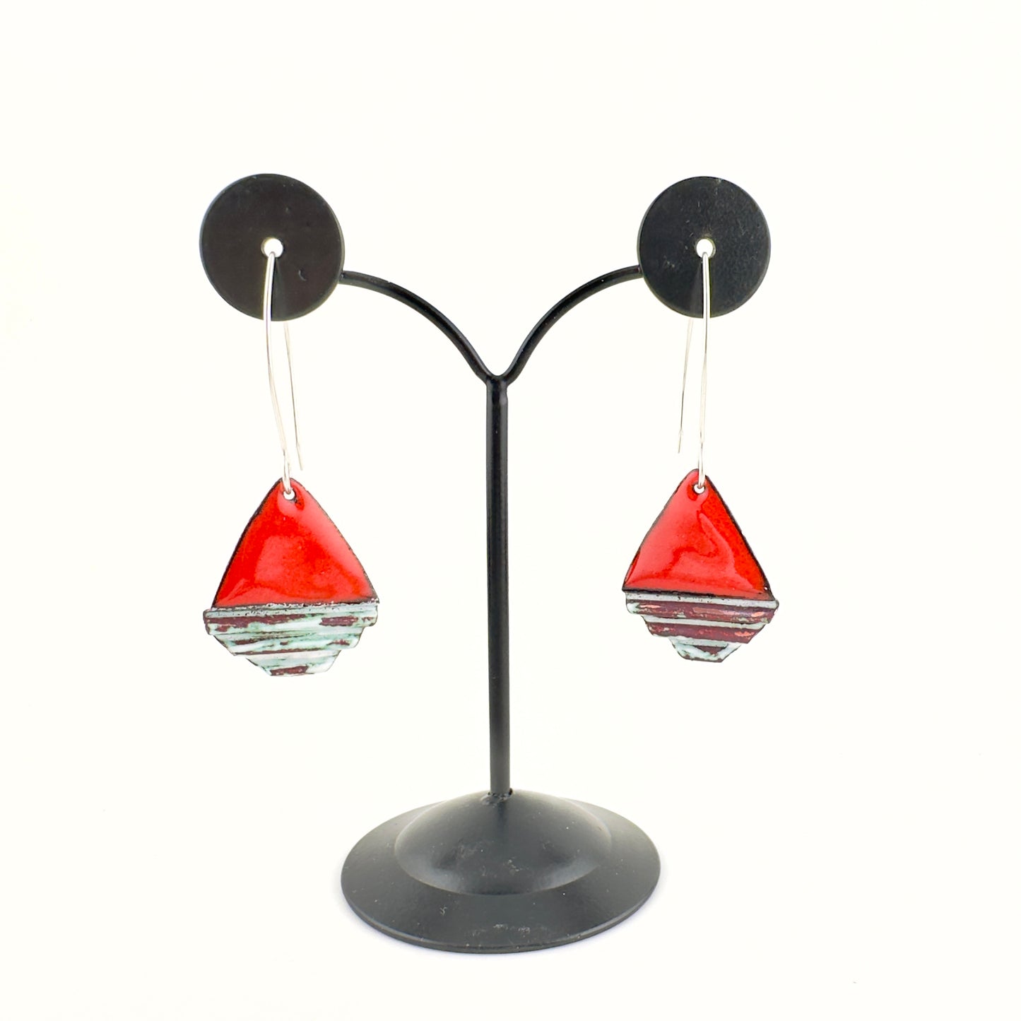 Diamond Corrugated Enameled Earrings