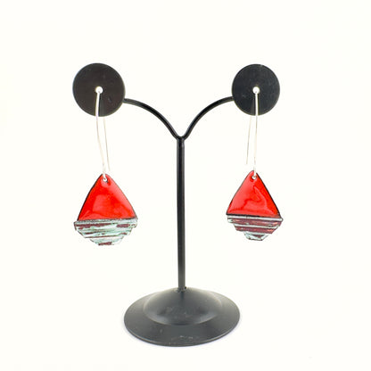 Diamond Corrugated Enameled Earrings