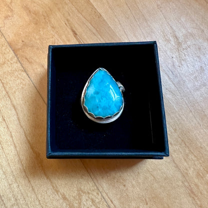 Teardrop Larimar Ring Size 7.5