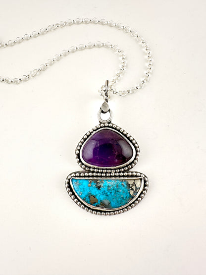 Amethyst & Morenci Turquoise Portal 3 Pendant Necklace