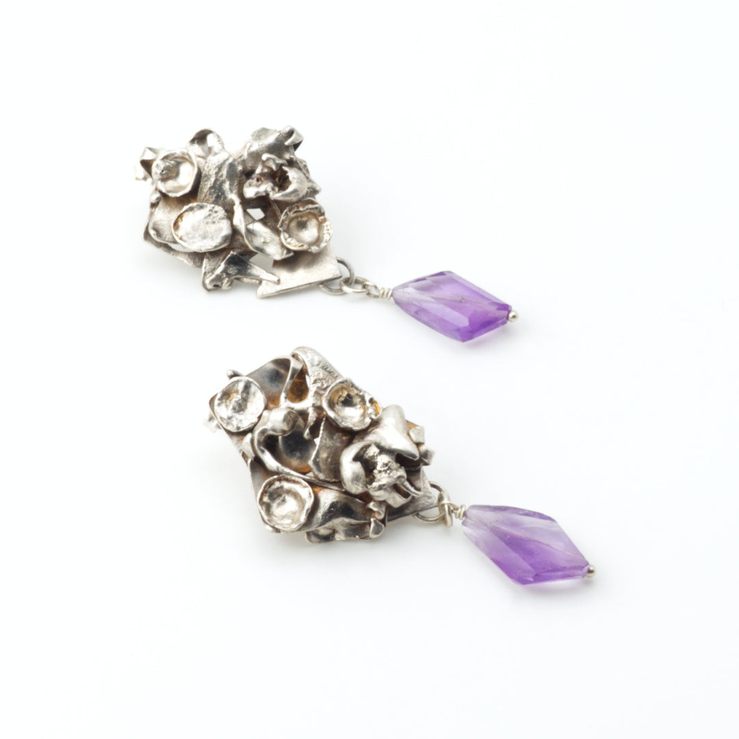 Faceted Amethyst Warrior Earrings