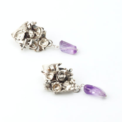 Faceted Amethyst Warrior Earrings