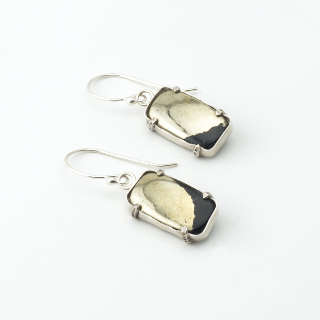 Apache Pyrite Rectangle Earrings