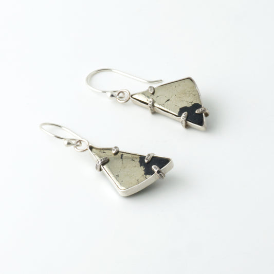 Apache Pyrite Triangle Earrings