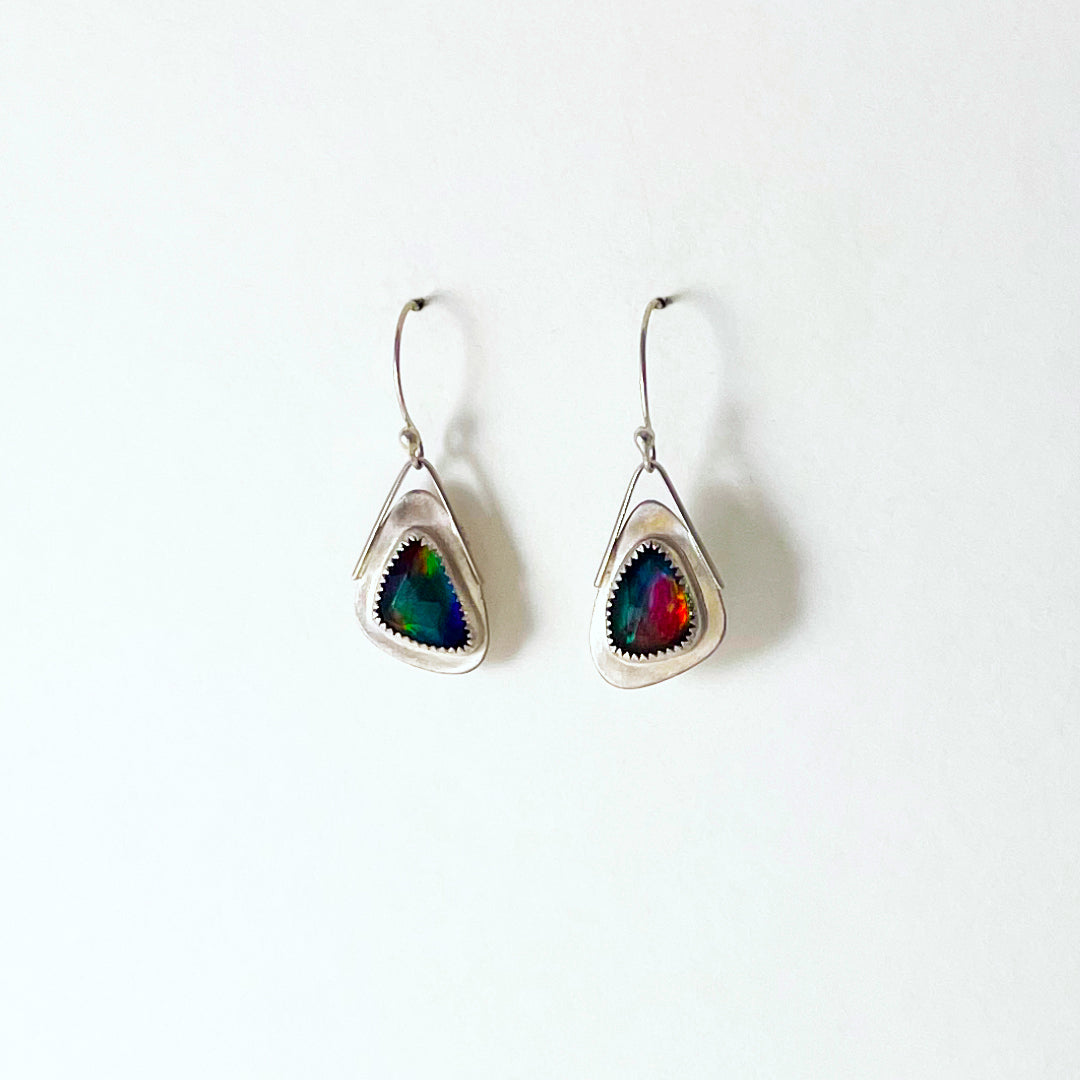 Aurora Opal Rosecut Small Triangle Wing Earrings