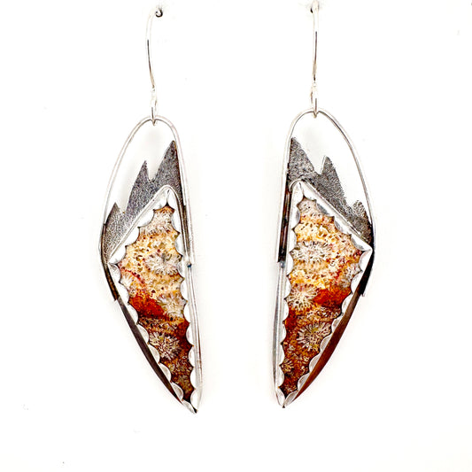 Fossil Coral Angel Wing Earrings #1