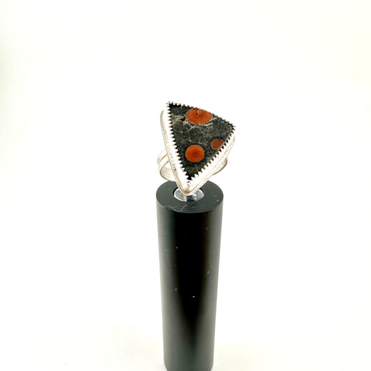 Triangle Peanut Obsidian Ring Size 7.5