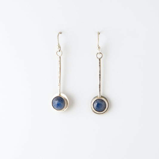 Medium Round Rosecut Blue Sapphire Pendulum Earrings