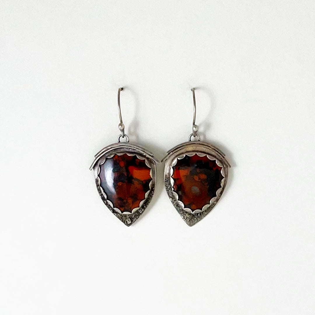 Red Brecciated Jasper Shield Earrings