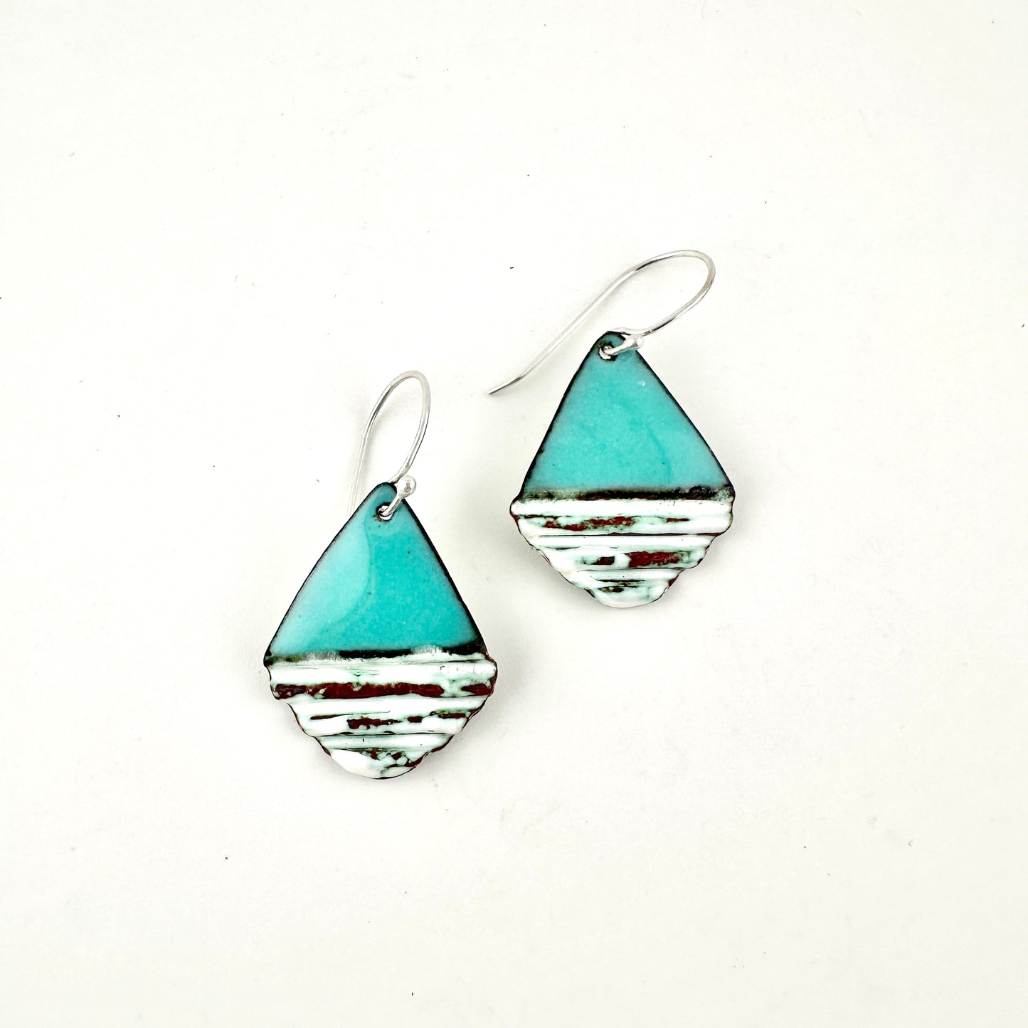 Diamond Corrugated Enameled Earrings