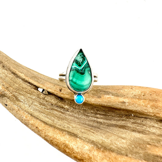 Malachite & Turquoise Ring Size 7