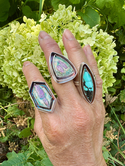 Ruby Fuchsite Triangle Ring Size 9.5