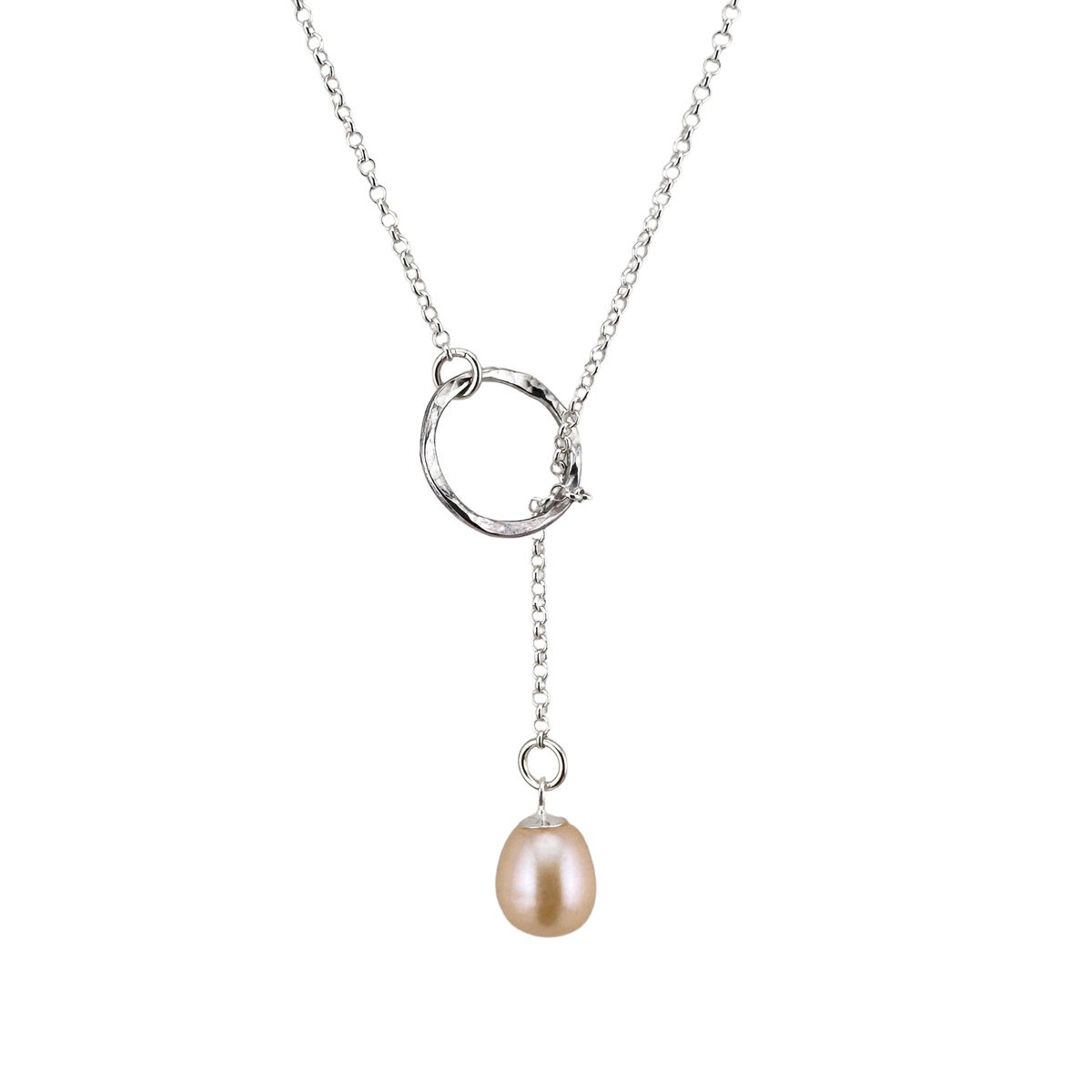 Sterling Silver Pearl Lariat Necklace