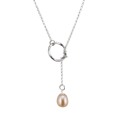 Sterling Silver Pearl Lariat Necklace