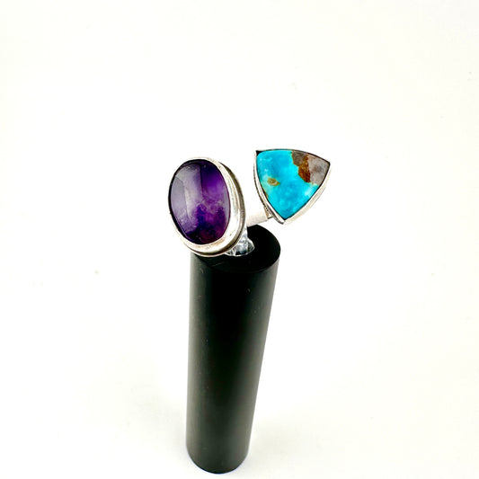 Amethyst Turquoise Adjustable Ring Size 7.5