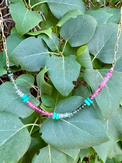 Multi Tourmaline & Turquoise 14/20 Gold Filled Necklace