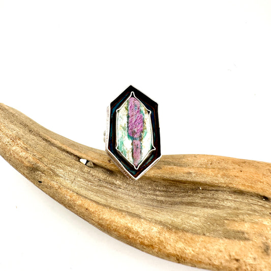 Ruby Fuchsite Freeform Ring Size 9.25