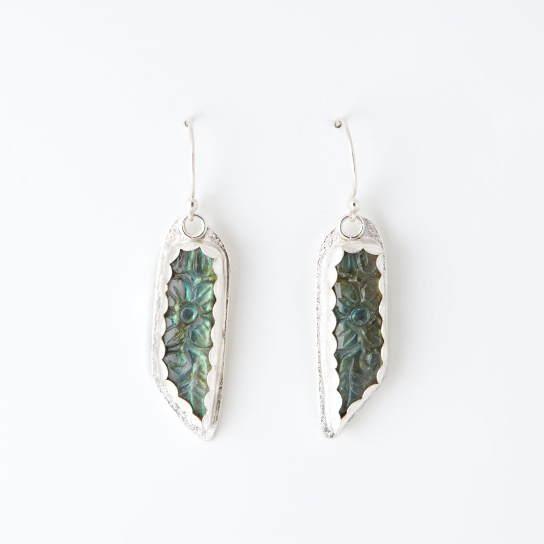 Carved Labradorite Point Earrings