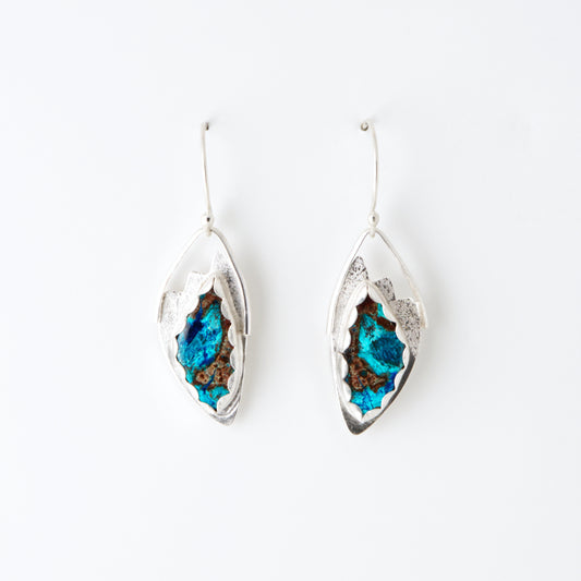 Chrysocolla Azurite Angel Wing Earrings