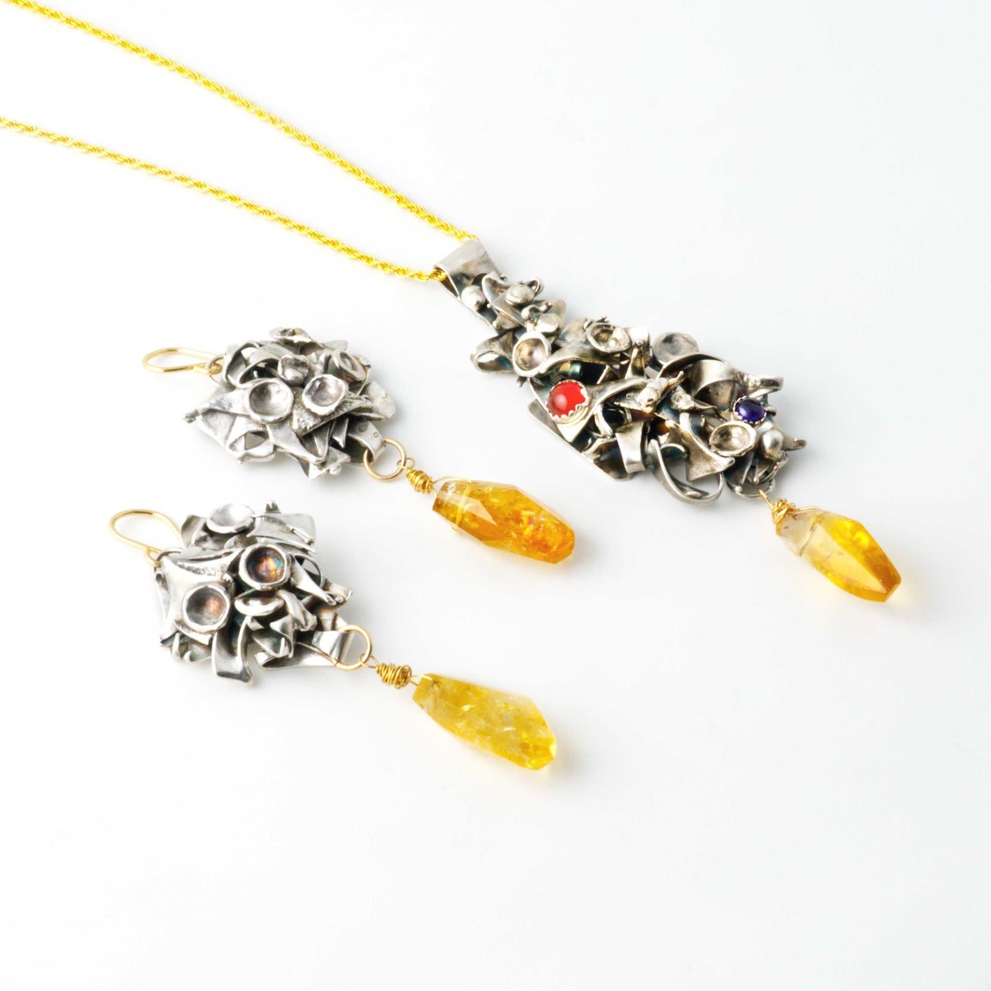 Faceted Citrine Warrior Earrings