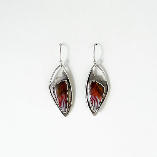 Crazy Lace Agate Angel Wing Earrings