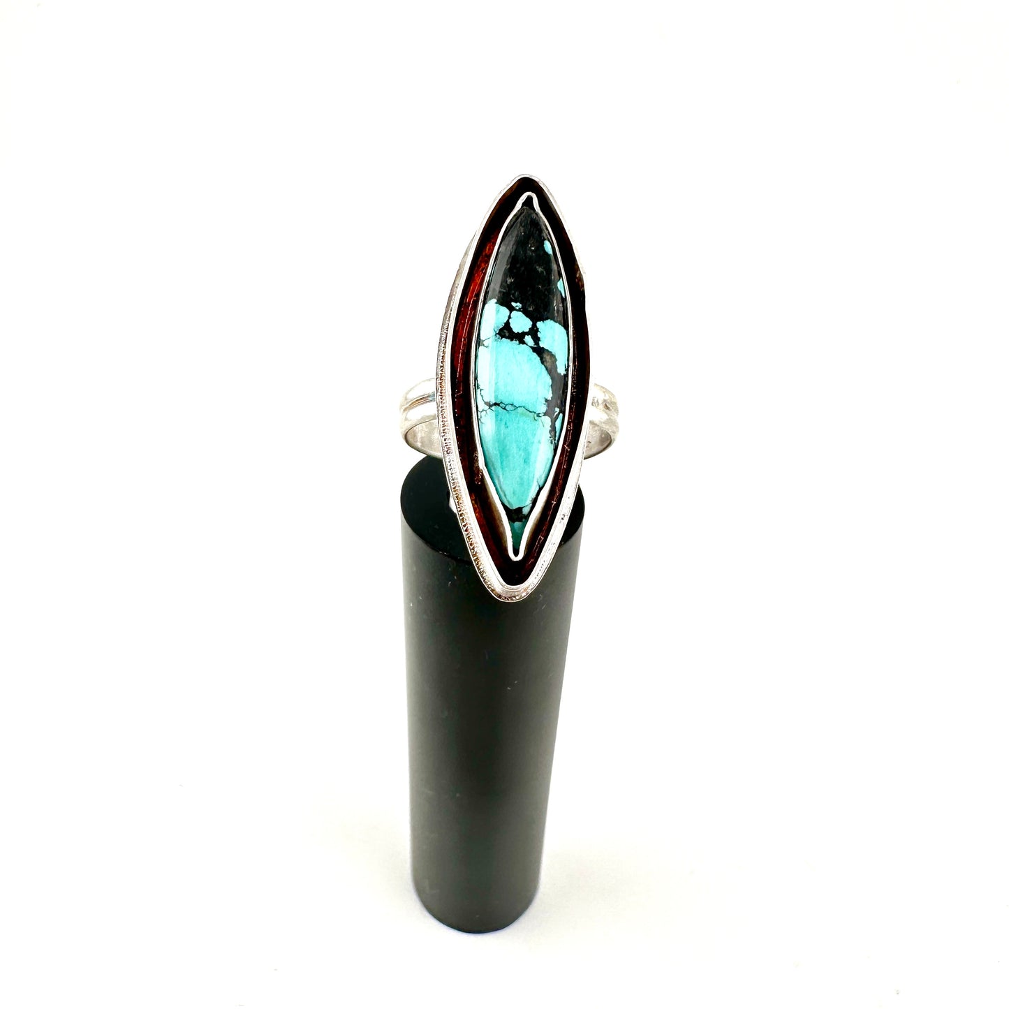 Long Diamond Turquoise Ring Size 9.5