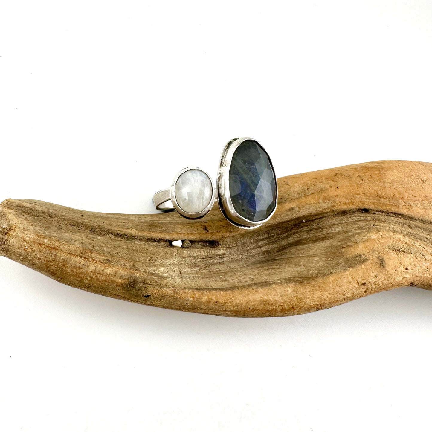 Labradorite & Moonstone Adjustable Ring Size 10