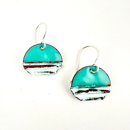 Oval Corrugated Enameled Earrings