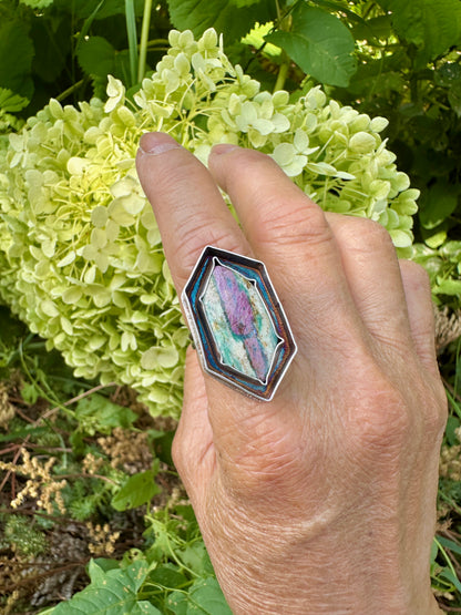 Ruby Fuchsite Freeform Ring Size 9.25