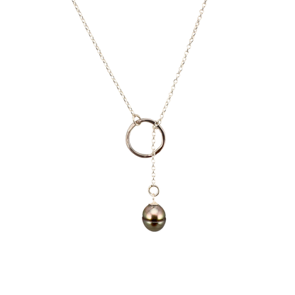 Sterling Silver Pearl Lariat Necklace