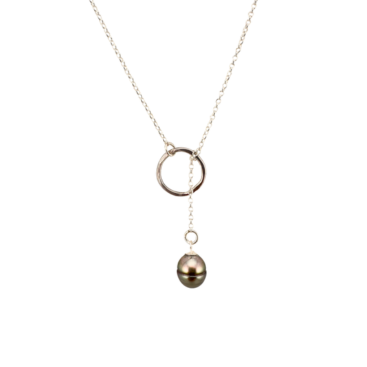 Sterling Silver Pearl Lariat Necklace