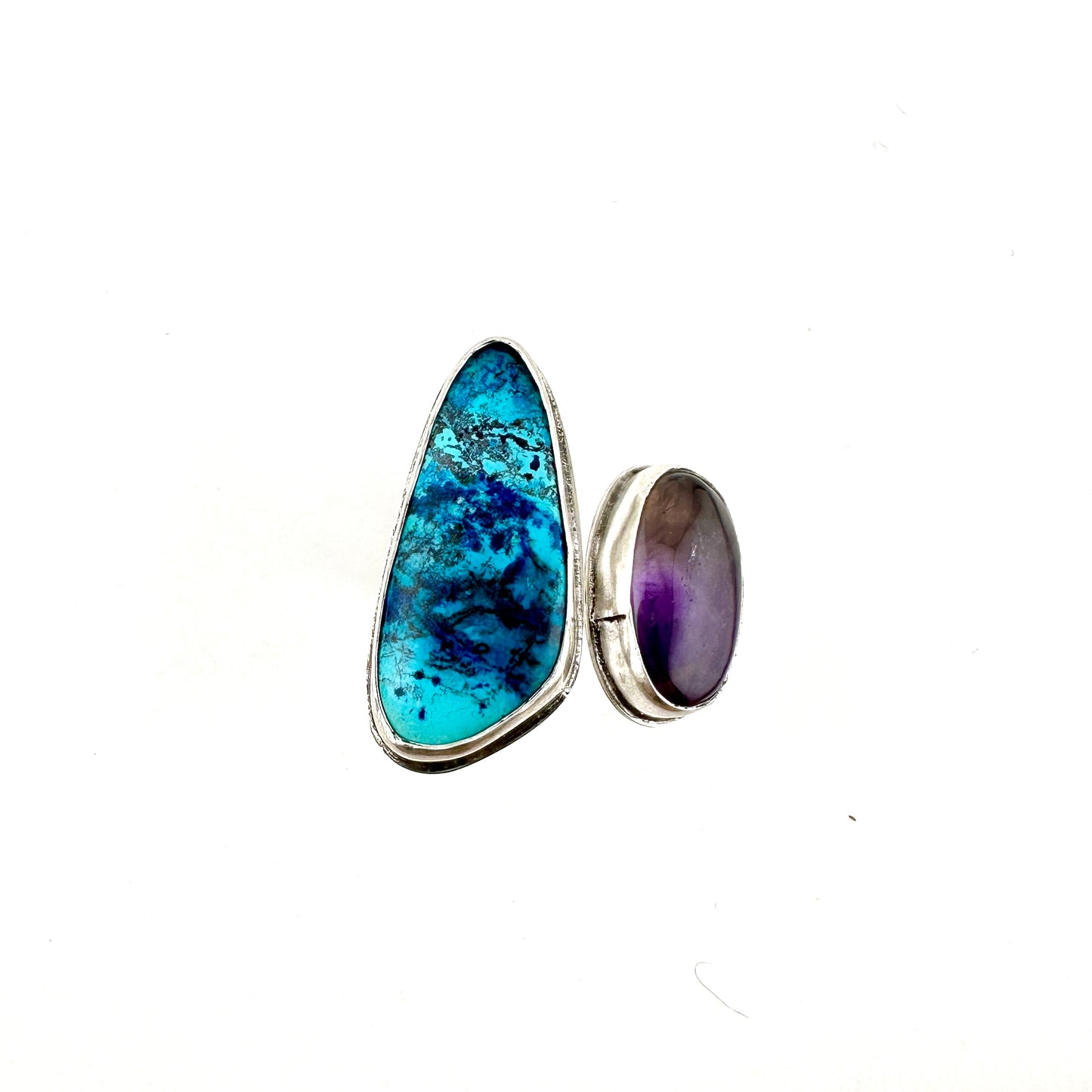 Chrysocolla & Amethyst Adjustable Ring Size 11.25