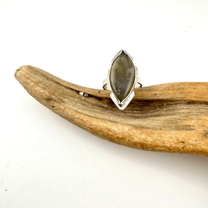 Diamond Labradorite Decorative Base Ring Size 9