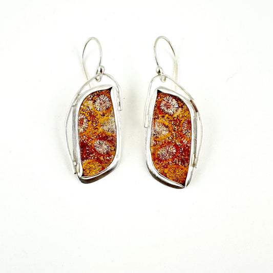 Fossil Coral Freeform Earrings