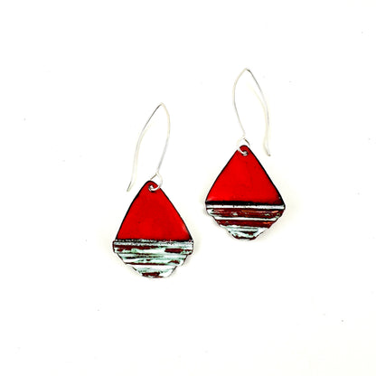 Diamond Corrugated Enameled Earrings