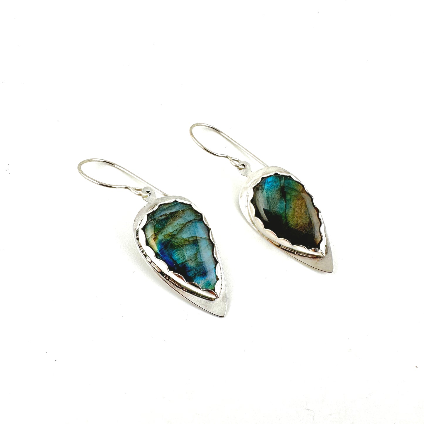 Teardrop Labradorite Pointed Shield Earrings