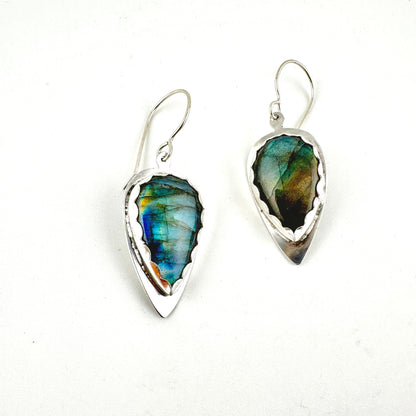 Teardrop Labradorite Pointed Shield Earrings