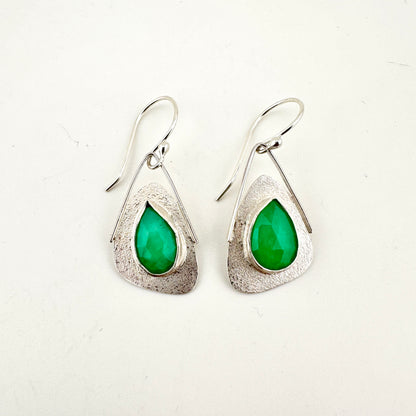 Teardrop Chrysoprase Wing Earrings